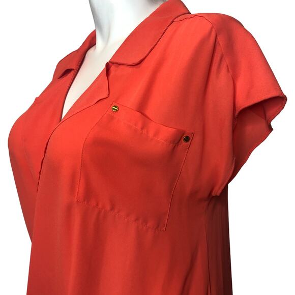 MICHAEL Michael Kors Peach Faux Wrap Blouse - Size Medium - Picture 4 of 7